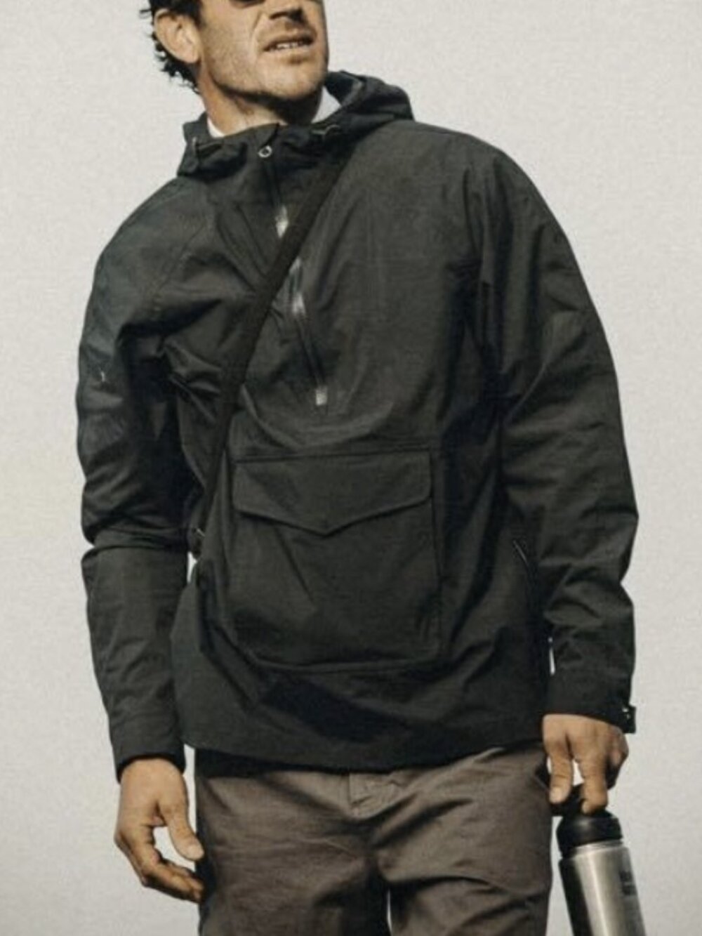 Taylor Stitch The Powder Jacket Anorak Half Zip Black Hooded Nylon Sz 40 Medium